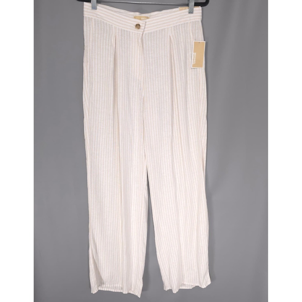 MICHAEL KORS Womens New Pants High Rise Wide Leg 4 Linen Blend Resort QS630ZQKUB - Picture 3 of 11